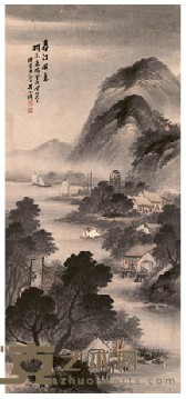吴石僊 1903年作 春江雨意 立轴 132*60.5cm